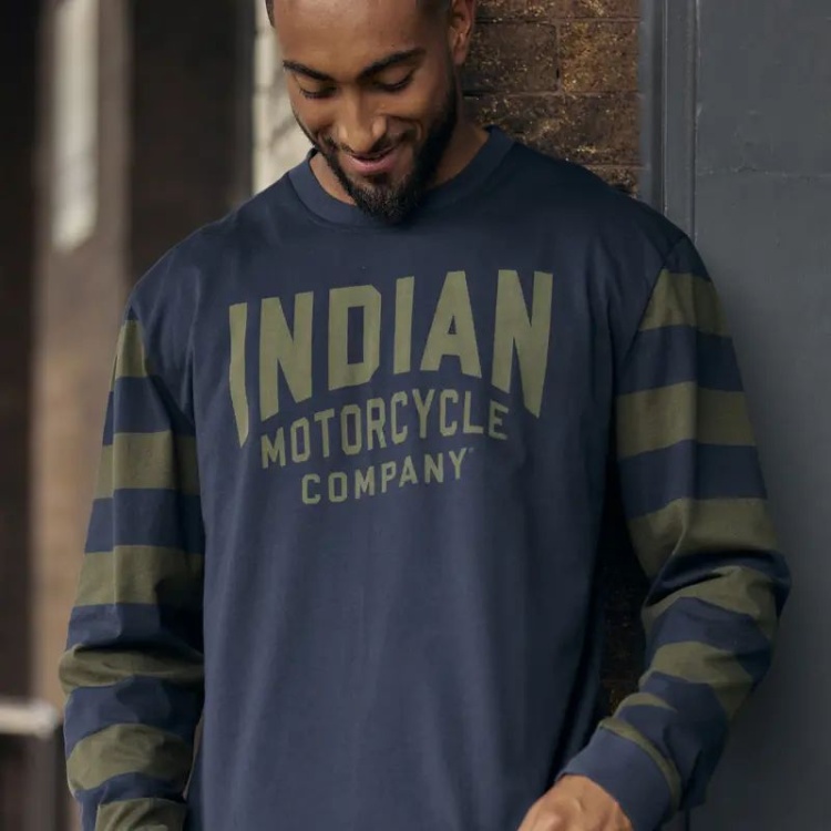 Indian Motorcycle Men`s Stripe Long Sleeve T-Shirt