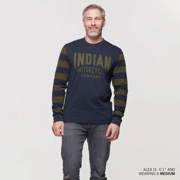 Indian Motorcycle Men`s Stripe Long Sleeve T-Shirt