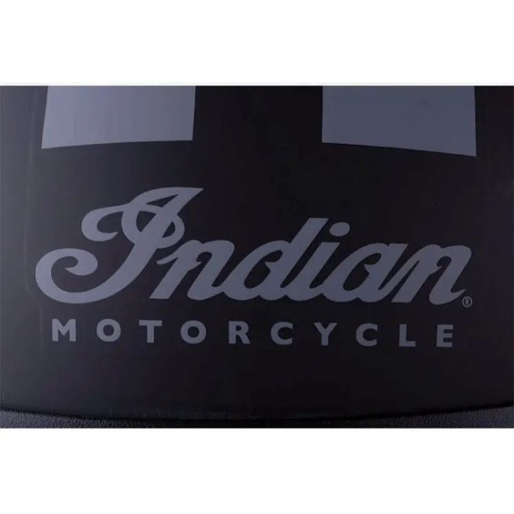 Indian Motorcycle Half Helmet with Gray Stripe - Black