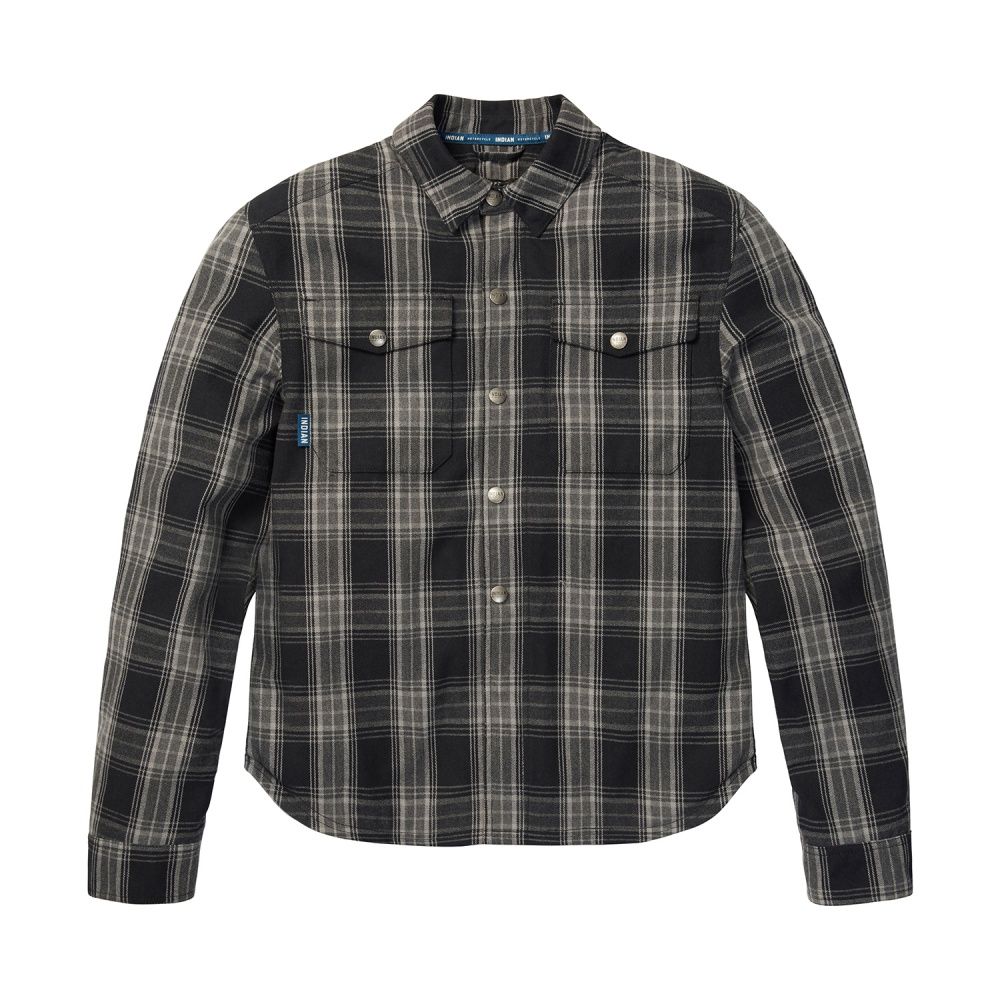 Indian Motorcycle Men's Canyon Plaid Armoured Shirt - Black - Moore ...