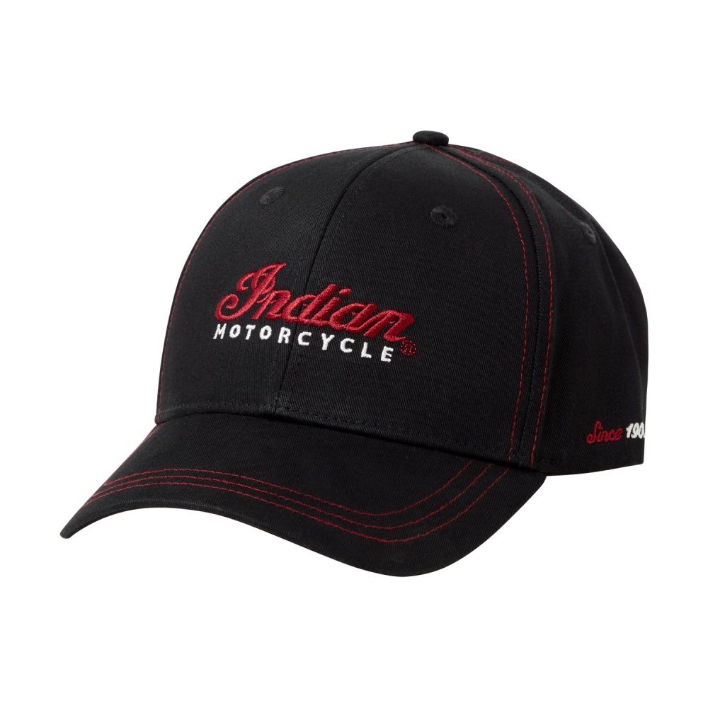Indian Contrast Stitch Cap, Black - Moore Speed Racing