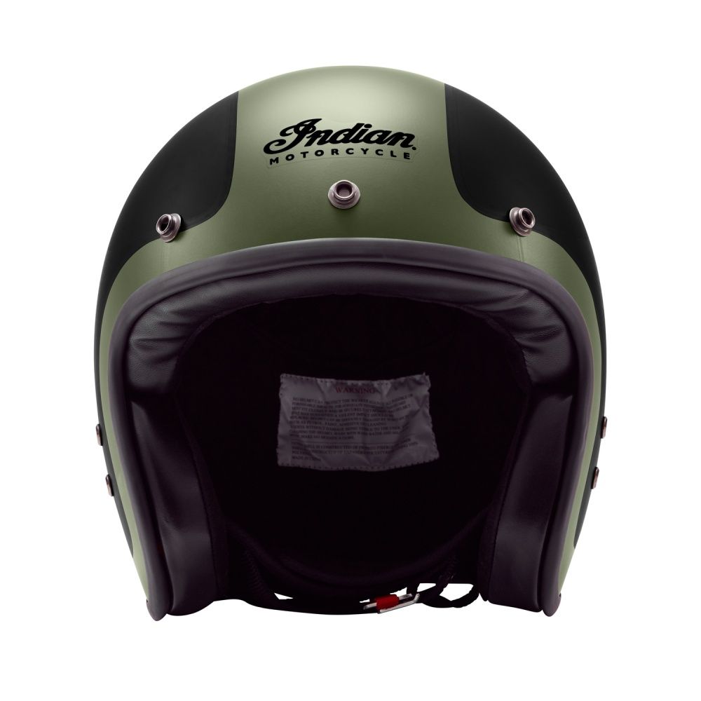 Indian Motorcycle Open Face Helmet, Matte Black/Green - Moore Speed Racing