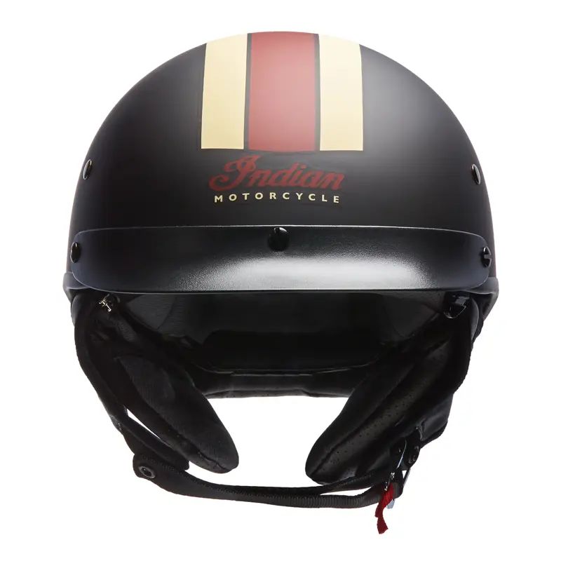 Indian Motorcycle Half Helmet with Retro Racing Stripe-Black