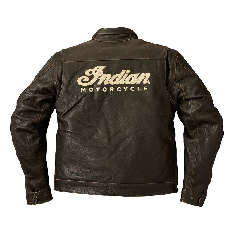 Indian Motorcycle Men's Classic Leather Riding Jacket - Dark Brown ...