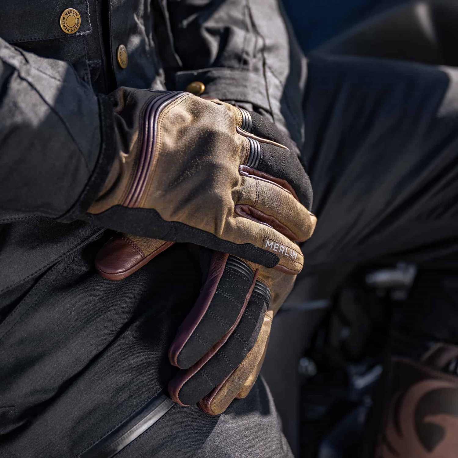 Merlin Ranger D30 Waxed Cotton & Leather Waterproof Motorcycle Gloves ...